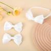 imageDEEKA Beige Bow Headband ampamp 2 Pcs Satin 4 Inch Hair Bows Set Uniform Hair Accessories Hair Band for Little Toddler School Girls BeigeWhite