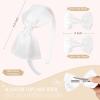 imageDEEKA Beige Bow Headband ampamp 2 Pcs Satin 4 Inch Hair Bows Set Uniform Hair Accessories Hair Band for Little Toddler School Girls BeigeWhite