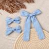 imageDEEKA Blue Cotton Linen Hair Bows 2 Sizes 5quotampamp35quot Soft Hair Bow set for Toddler Girls Long Ponytail Knot Bows Alligator Clip Hair Accessories for Little School Girls BlueBlue