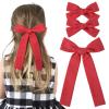 imageDEEKA Blue Cotton Linen Hair Bows 2 Sizes 5quotampamp35quot Soft Hair Bow set for Toddler Girls Long Ponytail Knot Bows Alligator Clip Hair Accessories for Little School Girls BlueRed