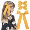 imageDEEKA Blue Cotton Linen Hair Bows 2 Sizes 5quotampamp35quot Soft Hair Bow set for Toddler Girls Long Ponytail Knot Bows Alligator Clip Hair Accessories for Little School Girls BlueGinger