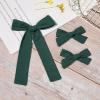 imageDEEKA Blue Cotton Linen Hair Bows 2 Sizes 5quotampamp35quot Soft Hair Bow set for Toddler Girls Long Ponytail Knot Bows Alligator Clip Hair Accessories for Little School Girls BlueDark Green
