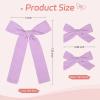 imageDEEKA Blue Cotton Linen Hair Bows 2 Sizes 5quotampamp35quot Soft Hair Bow set for Toddler Girls Long Ponytail Knot Bows Alligator Clip Hair Accessories for Little School Girls BluePurple