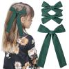 imageDEEKA Blue Cotton Linen Hair Bows 2 Sizes 5quotampamp35quot Soft Hair Bow set for Toddler Girls Long Ponytail Knot Bows Alligator Clip Hair Accessories for Little School Girls BlueDark Green
