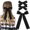 imageDEEKA Blue Cotton Linen Hair Bows 2 Sizes 5quotampamp35quot Soft Hair Bow set for Toddler Girls Long Ponytail Knot Bows Alligator Clip Hair Accessories for Little School Girls BlueBlack