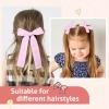 imageDEEKA Blue Cotton Linen Hair Bows 2 Sizes 5quotampamp35quot Soft Hair Bow set for Toddler Girls Long Ponytail Knot Bows Alligator Clip Hair Accessories for Little School Girls BlueLight Pink
