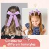 imageDEEKA Blue Cotton Linen Hair Bows 2 Sizes 5quotampamp35quot Soft Hair Bow set for Toddler Girls Long Ponytail Knot Bows Alligator Clip Hair Accessories for Little School Girls BluePurple