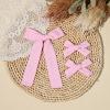 imageDEEKA Blue Cotton Linen Hair Bows 2 Sizes 5quotampamp35quot Soft Hair Bow set for Toddler Girls Long Ponytail Knot Bows Alligator Clip Hair Accessories for Little School Girls BlueLight Pink