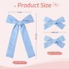 imageDEEKA Blue Cotton Linen Hair Bows 2 Sizes 5quotampamp35quot Soft Hair Bow set for Toddler Girls Long Ponytail Knot Bows Alligator Clip Hair Accessories for Little School Girls BlueBlue