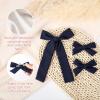 imageDEEKA Blue Cotton Linen Hair Bows 2 Sizes 5quotampamp35quot Soft Hair Bow set for Toddler Girls Long Ponytail Knot Bows Alligator Clip Hair Accessories for Little School Girls BlueNavy Blue