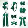 imageDEEKA Burgundy School Hair Accessories Set 13 Pcs Uniform Hair Bow Headband Clips Hair Ties Curly Korker Bows for Little Toddler School Girls BurgundyDark Green