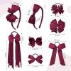 imageDEEKA Burgundy School Hair Accessories Set 13 Pcs Uniform Hair Bow Headband Clips Hair Ties Curly Korker Bows for Little Toddler School Girls BurgundyBurgundy