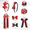 imageDEEKA Burgundy School Hair Accessories Set 13 Pcs Uniform Hair Bow Headband Clips Hair Ties Curly Korker Bows for Little Toddler School Girls BurgundyRedBlack