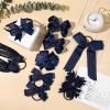 imageDEEKA Burgundy School Hair Accessories Set 13 Pcs Uniform Hair Bow Headband Clips Hair Ties Curly Korker Bows for Little Toddler School Girls BurgundyNavy