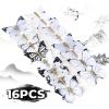 imageDEEKA Butterfly Hair Clips 16 PCS Small Realistic Colorful Handmade 90s Hair Clips Barrette Hair Accessories for Women and Girls YellowOff White