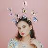 imageDEEKA Butterfly Headbands Fascinators Hat Women Butterfly Costume Crown Headpiece for Women and GirlsBeigeLight Blue