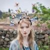 imageDEEKA Butterfly Headbands Fascinators Hat Women Butterfly Costume Crown Headpiece for Women and GirlsBeigeLight Blue