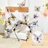 imageDEEKA Butterfly Headbands Fascinators Hat Women Butterfly Costume Crown Headpiece for Women and GirlsBeigeLight Blue