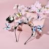 imageDEEKA Butterfly Headbands Fascinators Hat Women Butterfly Costume Crown Headpiece for Women and GirlsBeigeLight Blue