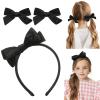 imageDEEKA Dark Green Velvet Bow Headband ampamp 2 Pcs Velvet Hair Bows Set  Uniform Hair Accessories for Little Toddler School GirlsBlack
