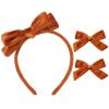 imageDEEKA Dark Green Velvet Bow Headband ampamp 2 Pcs Velvet Hair Bows Set  Uniform Hair Accessories for Little Toddler School GirlsCaramel