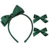 imageDEEKA Dark Green Velvet Bow Headband ampamp 2 Pcs Velvet Hair Bows Set  Uniform Hair Accessories for Little Toddler School GirlsDark Green