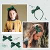 imageDEEKA Dark Green Velvet Bow Headband ampamp 2 Pcs Velvet Hair Bows Set  Uniform Hair Accessories for Little Toddler School GirlsDark Green