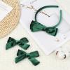 imageDEEKA Dark Green Velvet Bow Headband ampamp 2 Pcs Velvet Hair Bows Set  Uniform Hair Accessories for Little Toddler School GirlsDark Green