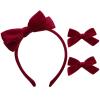 imageDEEKA Dark Green Velvet Bow Headband ampamp 2 Pcs Velvet Hair Bows Set  Uniform Hair Accessories for Little Toddler School GirlsDark Red