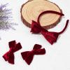 imageDEEKA Dark Green Velvet Bow Headband ampamp 2 Pcs Velvet Hair Bows Set  Uniform Hair Accessories for Little Toddler School GirlsDark Red