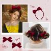 imageDEEKA Dark Green Velvet Bow Headband ampamp 2 Pcs Velvet Hair Bows Set  Uniform Hair Accessories for Little Toddler School GirlsDark Red