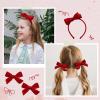 imageDEEKA Dark Green Velvet Bow Headband ampamp 2 Pcs Velvet Hair Bows Set  Uniform Hair Accessories for Little Toddler School GirlsRed