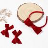 imageDEEKA Dark Green Velvet Bow Headband ampamp 2 Pcs Velvet Hair Bows Set  Uniform Hair Accessories for Little Toddler School GirlsRed