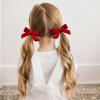 imageDEEKA Dark Green Velvet Bow Headband ampamp 2 Pcs Velvet Hair Bows Set  Uniform Hair Accessories for Little Toddler School GirlsRed