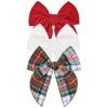 imageDEEKA Large Christmas Fable Hair Bows 3 PCS Red and Green Velvet Bows Plaid Checkered Hair Bow Clips for Toddler Girls Fabric Christmas Hair Accessories for Little Girls KidsCorduroy Red  WhitePlaid