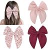 imageDEEKA Large Christmas Fable Hair Bows 3 PCS Red and Green Velvet Bows Plaid Checkered Hair Bow Clips for Toddler Girls Fabric Christmas Hair Accessories for Little Girls KidsPinkBurgundyRed Floral