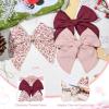 imageDEEKA Large Christmas Fable Hair Bows 3 PCS Red and Green Velvet Bows Plaid Checkered Hair Bow Clips for Toddler Girls Fabric Christmas Hair Accessories for Little Girls KidsPinkBurgundyRed Floral