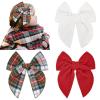 imageDEEKA Large Christmas Fable Hair Bows 3 PCS Red and Green Velvet Bows Plaid Checkered Hair Bow Clips for Toddler Girls Fabric Christmas Hair Accessories for Little Girls KidsCorduroy Red  WhitePlaid