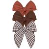 imageDEEKA Large Christmas Fable Hair Bows 3 PCS Red and Green Velvet Bows Plaid Checkered Hair Bow Clips for Toddler Girls Fabric Christmas Hair Accessories for Little Girls KidsBrownBrown Gingham
