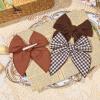 imageDEEKA Large Christmas Fable Hair Bows 3 PCS Red and Green Velvet Bows Plaid Checkered Hair Bow Clips for Toddler Girls Fabric Christmas Hair Accessories for Little Girls KidsBrownBrown Gingham