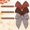imageDEEKA Large Christmas Fable Hair Bows 3 PCS Red and Green Velvet Bows Plaid Checkered Hair Bow Clips for Toddler Girls Fabric Christmas Hair Accessories for Little Girls KidsBrownBrown Gingham