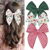 imageDEEKA Large Christmas Fable Hair Bows 3 PCS Red and Green Velvet Bows Plaid Checkered Hair Bow Clips for Toddler Girls Fabric Christmas Hair Accessories for Little Girls KidsGreenRed GinghamXmas Pattern