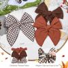 imageDEEKA Large Christmas Fable Hair Bows 3 PCS Red and Green Velvet Bows Plaid Checkered Hair Bow Clips for Toddler Girls Fabric Christmas Hair Accessories for Little Girls KidsBrownBrown Gingham