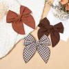 imageDEEKA Large Christmas Fable Hair Bows 3 PCS Red and Green Velvet Bows Plaid Checkered Hair Bow Clips for Toddler Girls Fabric Christmas Hair Accessories for Little Girls KidsBrownBrown Gingham
