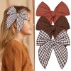 imageDEEKA Large Christmas Fable Hair Bows 3 PCS Red and Green Velvet Bows Plaid Checkered Hair Bow Clips for Toddler Girls Fabric Christmas Hair Accessories for Little Girls KidsBrownBrown Gingham