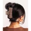 imageDEEKA Real Leather Large Western Hair Clips Cow Printed Cowhide Tooled 4quot Hair Claw Clips Gifts for Thick Hair Country Girls Cowgirl Stuff Western Hair Accessories Gift for Women and Girls BrownBrown Embossed