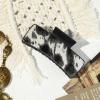 imageDEEKA Real Leather Large Western Hair Clips Cow Printed Cowhide Tooled 4quot Hair Claw Clips Gifts for Thick Hair Country Girls Cowgirl Stuff Western Hair Accessories Gift for Women and Girls BrownBlack Cowhide