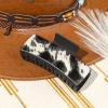 imageDEEKA Real Leather Large Western Hair Clips Cow Printed Cowhide Tooled 4quot Hair Claw Clips Gifts for Thick Hair Country Girls Cowgirl Stuff Western Hair Accessories Gift for Women and Girls BrownBlack Cowhide
