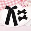 imageDEEKA Red Velvet Hair Bows 2 Sizes Long and Basic 4 Hair Bow Set for Toddler Girls Long Ponytail Knot Bows Alligator Clip Hair Accessories for Little Girls RedBlack