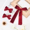 imageDEEKA Red Velvet Hair Bows 2 Sizes Long and Basic 4 Hair Bow Set for Toddler Girls Long Ponytail Knot Bows Alligator Clip Hair Accessories for Little Girls RedDark Red